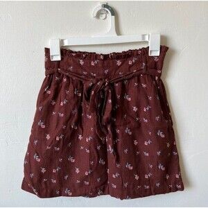 American Eagle Floral Tie Paperbag Waist Skirt